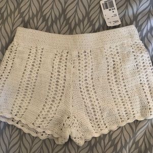 White Crochet Summer Festival Shorts